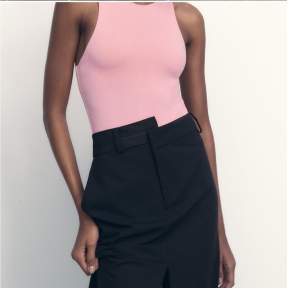 Zara * double waisted maxi skirt with front slit black - Picture 7 of 7